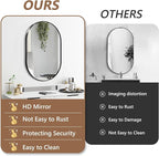 Black Oval Mirror, 17"x30" Oval Bathroom Mirror, Vanity Mirror with Brushed Metal Frame, Wall Mount Mirrors Decor for Bathroom, Bedroom, Entryway, Living Room(Hangs Horizontally or Vertically)