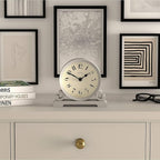 JONES CLOCKS® Saloon Mantel Clock | Traditional Double Scroll Design | Gray | Contemporary Classic Style for Desk, Table, Shelf or Bedside
