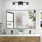 BesLowe 3-Light 19" Bathroom Light Fixture, Modern Black Vanity Light, Bathroom Lighting Fixtures Over Mirror, Matte Black Wall Sconce Lamp, Wall Lights for Living Room Bedroom Hallway
