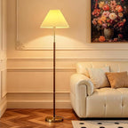 Pleated Lampshade Tall Floor Lamp for Living Room Corner Bedroom Bedside Office, Brown Pole Lamp, Bright 12W Dimming Reading Light, Modern Cute Unique Retro Standing lamp,Farmhouse Vintage Home Decor
