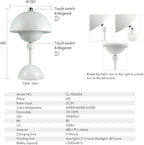 Detachable Magnetic Head Desk Lamp,Rechargeable Battery Powered Table Lamp,Dimmable Type-C Charging,Cordless Table Lamp for Reading Study Bedside