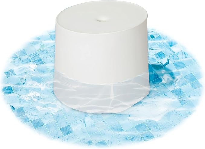 Floating Luxuries in Pool Kai Side Table with Umbrella Hole, White Umbrella Stand Table for Pool Shelf, Up to 15 Inches of Water, Holds Umbrella 1.5 Inches Diameter
