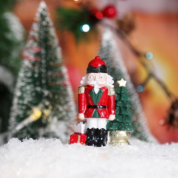 NINIPAPA Christmas Village Accessories Santa's Villages Sets for Christmas Decoration, Christmas Mini Town Decor with Nutcracker Ornament