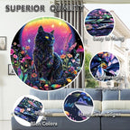 Dermijer Blacklight Black Cat Tapestry UV Reactive Moon Stars Floral Wall Hanging Tapestry Moonlit Garden Home Decor for Bedroom Living Room Dorm 78.7L x 59.1W