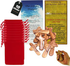 10 Olive Wood Holding Hand Crosses with Gift Bags (With Red or Black Velvet Bag ) From Bethlehem