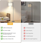 Dimmable Floor Lamp, Arc Floor Lamps for Living Room, Stepless Dimming Modern Standing Lamp with Linen Shade, Tall Lamp for Bedroom Office Dining Room- Grey