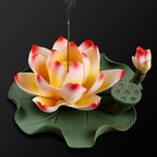 Lotus Incense Burner - Incense Burner Holder for Home Incense Holder Decor Incense Holder for Sticks Yoga, SPA (Z2-Red Yellow)