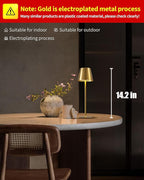 KDG 2 Pack Cordless Table Lamp,Portable LED Desk Lamp, 4000mAh Battery Operated, 3 Color Stepless Dimming Up, for Restaurant/Bedroom/Bars/Outdoor Party/Camping/Coffee Shop Night Light(Gold)