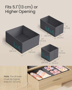 SONGMICS Drawer Organizer, Dresser Drawer Organizers, Set of 12, Foldable Fabric Storage Bins for Socks, Underwear, Bras, Ties, Scarves, Slate Gray URDZ006G03