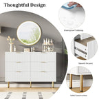GarveeHome 6 Drawers Dresser for Bedroom, Fluted Dresser Chest of Drawers with Handle, Wood Modern Dressers for Closet, Bedroom Furniture Storage Organizer for Living Room, Hallway