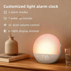 Sunrise Alarm Clock White Noise Machine: Natural Wake Up Light - Dimmable Clock with Bluetooth Speaker for Bedroom - 25 Sleep Sounds for Baby Adults Kids Putty
