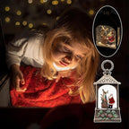 9.6" Christmas Snow Globe Lantern with Santa Claus - Water Swirling Glitter LED Light Musical Lantern with Exterior Decor - Vintage Xmas Gifts - USB Plug or Battery Operated Home Decor (Santa & Bear)