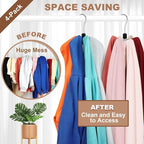 TOPIA HANGER Hoodie Hangers 4-Pack with 6 Wood Balls, 360°Swivel Purse Hanger, Scarf Hanger, Closet Hooks, Handbag Organizer, Bra Hanger, Accessory Organizers for Scarf, Tanktop, Hat, Hoodie CT57B