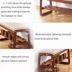 Solid Wood Shoe Bench, 2-Tier Wooden Entryway Bench, Modern Shoe Rack with Faux Leather Cushion for Hallway, Living Room (Gray, 31.5'')