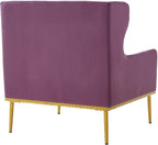 Merax Luxury Velvet Accent Chair, Modern Mid-Century Armchair for Living Room, Bedroom Reading Corner, Comfortable Tufted Single Seater Sofa Chair with Iron Legs (Purple)