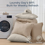 HEVUMYI Khaki & Linen Queen Comforter Set - 7-Piece All Season Bed in a Bag Queen, Ultra Soft Bedding Set with Comforter, Flat Sheet, Fitted Sheet, Pillowcases, Pillow Shams