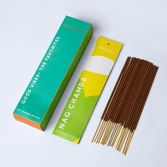 Folkulture Incense Sticks (120 Sticks) | Set of 6 Premium Incense For Meditation, Aromatherapy | No Charcoal,Organic, Non Toxic, 45 Mins, Long Burning Lavender, Frankincense, Nag Champa Insence-Sticks