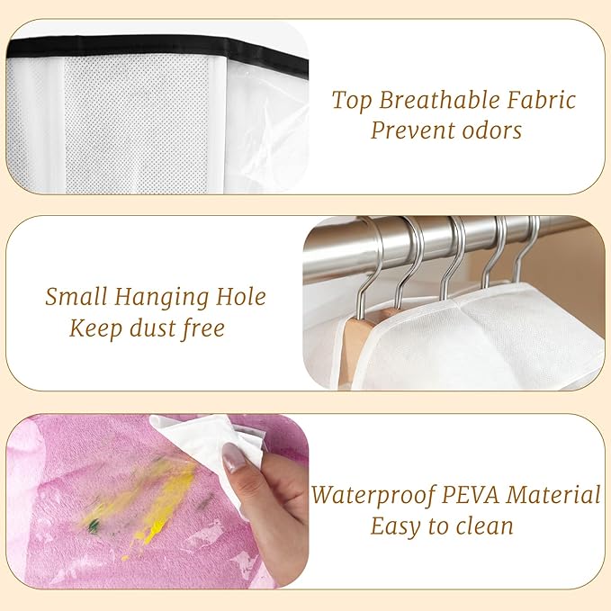 3 Pack 10" Gusseted Garment Bags for Hanging Clothes, 40" All Clear Suit Bags for Closet Storage, Garment Bags for Shirts, Coats, Dresses