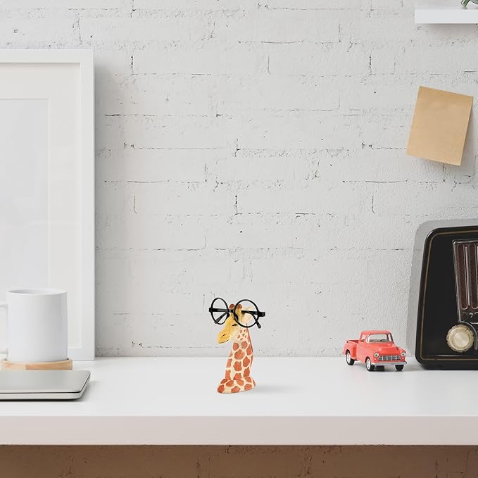 TIDTALEO Giraffe Design Eyewear Display Rack Wooden Eyeglasses Holder Desktop Sunglasses Stand Home Decor Organizer for Glasses Storage