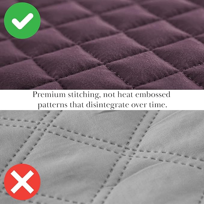 Southshore Fine Living, Inc. Oversized King Quilt Bedding Set, Soft Brushed Microfiber, Stain and Pet Hair Resistant Bedding, California/King Size Quilt Coverlet Bedspread Set w/2 Shams, Purple