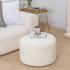 Asuprui Round Pouf Ottoman Stuffed Foot Stool Floor Pouf Chair for Living Room Bedroom Filled Boho Poof Foot Rest for Couch 20 Diameter x 12 Height Cream with Filler