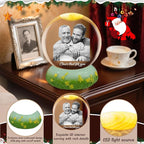Custom Snow Globes with Photo Name Christmas Snow Globes with Light-Up Base Personalized Engraving Crystal Snowglobe Gifts for Family Women Men Kids Xmas Gift (Custom Snow Globe)
