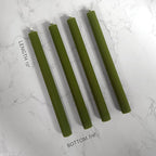10" Candle Sticks, Ribbed Taper Candles, Moss Green, 4-Pack, Unscented