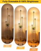 Lightdot Gold Dimmable Floor Lamp with Table, Modern Floor Lamps for Living Room, 3000K Warm Lights Tall Standing Lamp with Candle Bulb Included for Bedroom/Home Office/Sofa Beside/Corner Decor