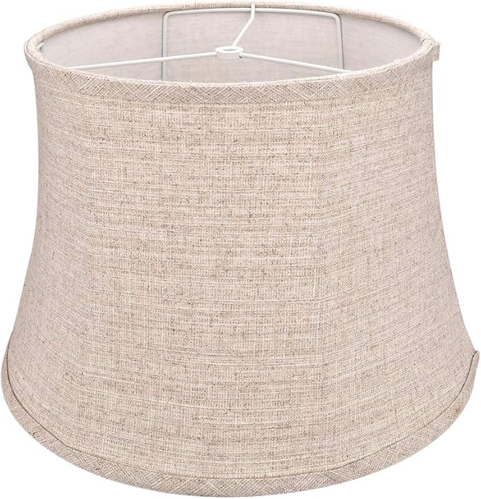 Tootoo Star Brown Large Drum Lamp Shade for Chandeliers Floor Light and Table Lamp,12x16x11" Spider,Fabric Natural Linen Hand Crafted (Brown)