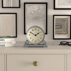 JONES CLOCKS® Saloon Mantel Clock | Traditional Double Scroll Design | French Navy | Contemporary Classic Style for Desk, Table, Shelf or Bedside