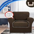 YEMYHOM Stretch Individual Cushion Covers Sofa Chair Seat Cushion Slipcovers Soft Couch Cover Replacement Large Checkered Furniture Protector with Elastic Bottom (1 Pc Cushion Cover, Dark Coffee)