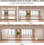 brisafe Full Length Stand Up Mirror on Wheels,75''L×95''W,Large Tri-Fold Floor Mirror with Stand,Movable 3-Way Full Length Standing Mirror for Gym, Dance Studio, Fitness Room, and Home (Silver)