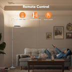 36W LED Floor Lamp, Super Bright Standing Lamp, Modern Stepless Dimmable Torchiere Tall Lamp with Remote Control, 350°Rotating Head Reading Floor Lamp for Living Room, Bedroom - Silvery Grey