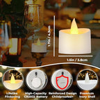 White Flameless LED Tea Lights - Battery-Powered Dancing Flame Candles for Modern Homes, White Weddings & Easter Decor (White Base, 24 Pack)