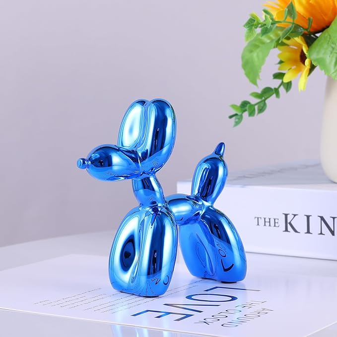 Blue Balloon Dog Decor,Balloon Animal Decor,Shelf Decor Preppy Room Decor,Cute Statue Home Decor, Bedroom Modern Sculpture Desk Decor,Office Gold Decorations Small Figurines