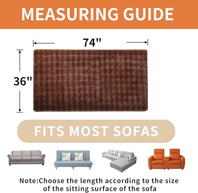 Waterproof Dog Bed Cover Non Slip Couch Covers for Dogs Washable Soft Faux Fur Sofa Cover Couch Covers for 3 Cushion Couch Sofa Pet Friendly (Brown)