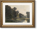 ARPEOTCY Vintage Gold Framed Wall Art Decor, Living Room Bedroom River Scenery Landscape Pictures Wall Art, Farmhouse Retro Decor, Canvas Prints, Antique Picture Frame Vintage Paintings,13x16 Inch