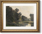 ARPEOTCY Vintage Gold Framed Wall Art Decor, Living Room Bedroom River Scenery Landscape Pictures Wall Art, Farmhouse Retro Decor, Canvas Prints, Antique Picture Frame Vintage Paintings,13x16 Inch
