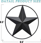 JoyEvy 6.5" Black Metal Barn Star Wall Décor - Wall Art for Farmhouse, Western, Rustic Homes - Outside or Inside of House Decorations