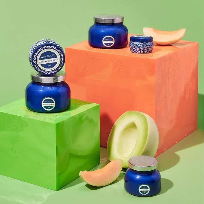 Capri Blue Scented Candles - Soy Candle Wax Blend - Jar Candles - Blue Candle Gifts for Women & Men - Luxury Candles for Home Scented with Honeydew Nectar, Grapefruit & Apple - Honeydew Crush (8 oz)