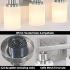 Bathroom Light Fixtures Over Mirror, 2-Light Modern Nickel Vanity Lights with White Glass Shade, Bathroom Wall Lamp Sconces for Mirror Bedroom, Living Room Hallway Small Space