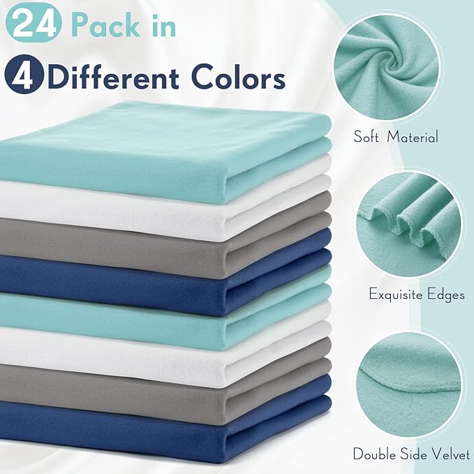 Shimeyao 24 Packs Fleece Throw Blanket Soft Warm Lightweight Fleece Blanket Cozy Throw Bulk for Bed Couch Sofa Home Office Wedding Gifts Suitable for Seasons, 50 x 60 Inches (Cool Color)
