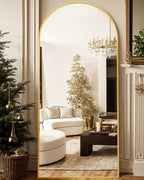 Antok Full Length Mirror, 76"x34" Floor Mirror, Arched Floor Standing Freestanding Arch Full Body Mirrors with Stand for Bedroom, Hanging Mounted for Living Room Cloakroom,Gold