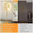 【Upgraded】72" Tall Dimmable Floor Lamp, Modern Standing Lamp with Elegant Metal Cages, Industrial Tree Floor Lamps for Living Room, Bedroom, Study Room, Office (3 x 800LM LED Bulbs Included) - Gold