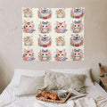 VUMIVI Watercolor Flower Cat Tapestry Colorful Cartoon Cute Animals Butterflies Abstract Art Print Tapestry Wall Hanging for Living Room Bedroom Dorm Classroom Aesthetic Decor W60xL50in