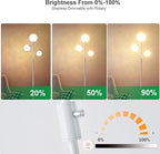 Fiqevs Dimmable White 3 Globe Floor Lamp with Frosted Glass Orb Shades and Bulbs Included, Elegant Mid Century Modern Standing Lamps, Tall Pole Light for Living Room Bedroom Office