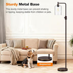 【Upgraded】Dimmable Floor Lamp for Living Room with Glass Lampshade, Brown and Gold Modern Floor Lamp with 900LM LED Bulb Included, Bright Standing Tall Lamp for Bedroom, Office, Reading Room, Corner
