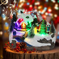 Christmas Collectibles Building Village House Musical Snow Globe Resin Figurines with 8 Music Snowman, Christmas Train Come with Xmas Gift (Tree)