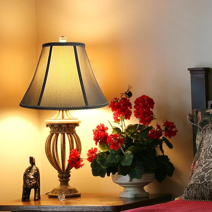 TOOTOO STAR 7" x 15" x 10.5" Fabric Lamp Shade, Royal Style Spider Lampshade, Home Decor Brown Bell Lampshade for Floor Lamp Table Lamp