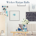 DomeStar 24PCS Blue Decorative Balls for Bowl Centerpiece, 2 Inch Rattan Balls Bowl Fillers Decor - Wicker Twig Orbs Spheres, Wedding Home Vase Table Decor